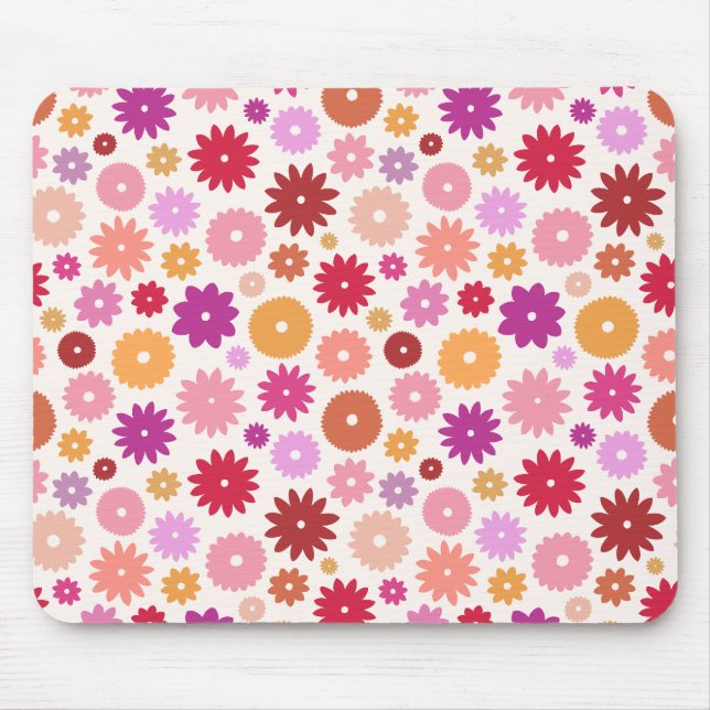 Colorful Blooms Pattern Mouse Pad (Front)