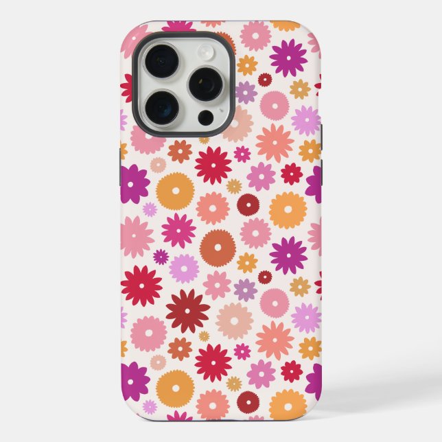 Colorful Blooms Repeat Pattern iPhone Case (Back)