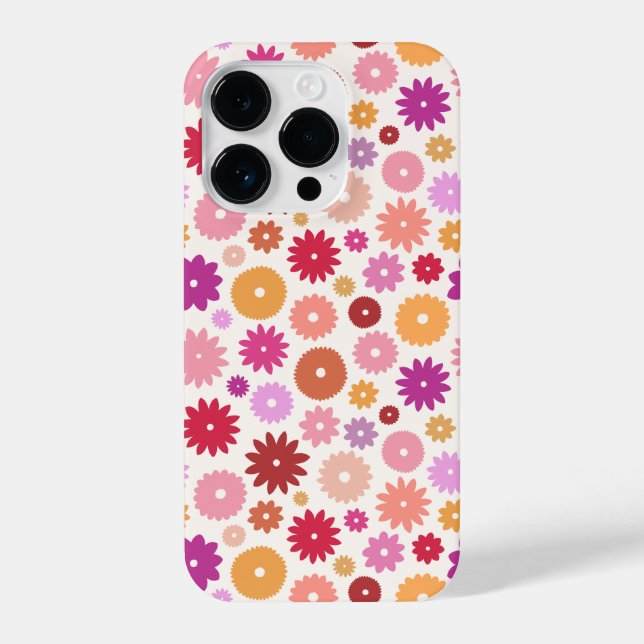 Colorful Blooms Repeat Pattern iPhone Case (Back)