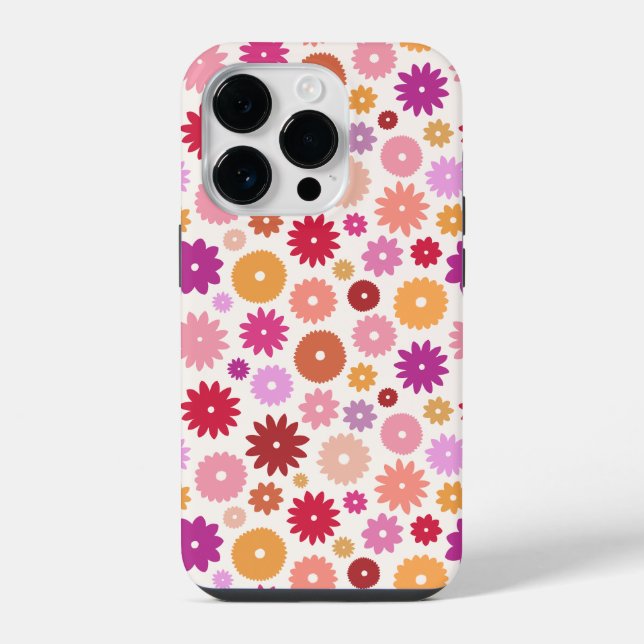 Colorful Blooms Repeat Pattern iPhone Case (Back)
