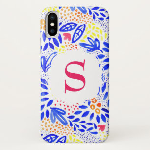 Colorful Blue Floral Watercolour Phone Cover