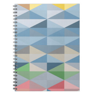 Colorful Blue Geometric Triangle Pattern Notebook