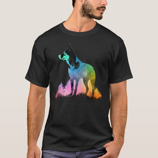 Colorful Blue Heeler Nature Australian Cattle Dog  T-Shirt (Front)