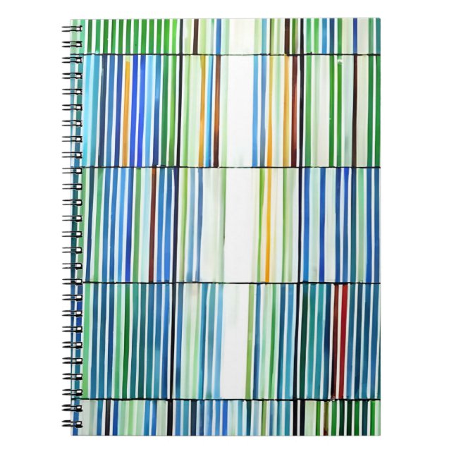 Colorful Blue Striped Abstract Notebook (Front)