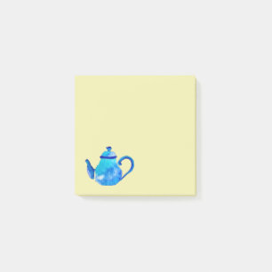 Colorful blue teapot watercolor post-it notes
