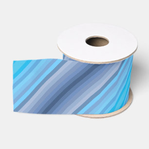 Colorful Blue Winter Spring Summer Stripes Pattern Grosgrain Ribbon