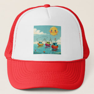 Colorful Boats Fishing Cap