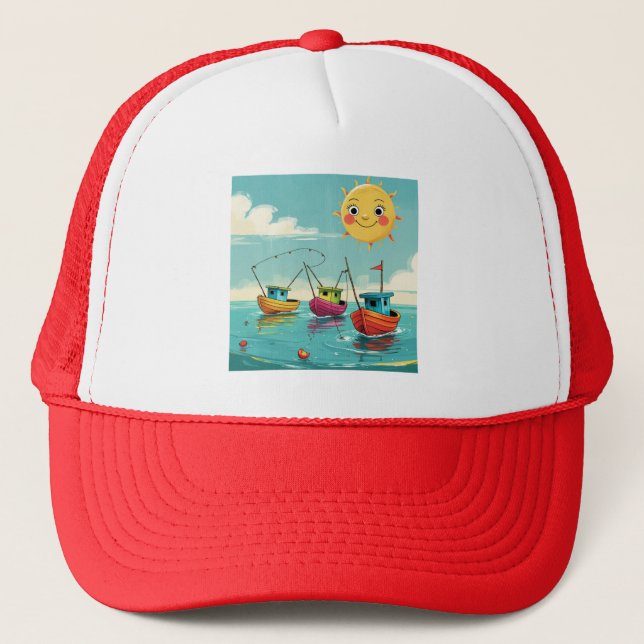  Colorful Boats Fishing Cap (Front)