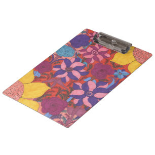 Colorful Bohemian Floral Print Clipboard