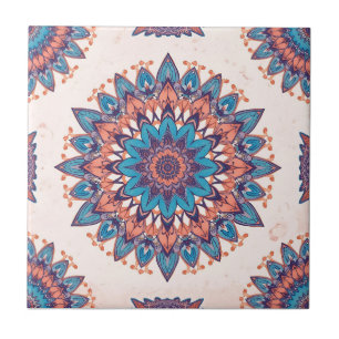 Colorful Bohemian Mandala Pattern Tile
