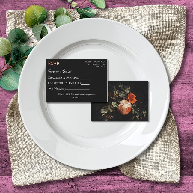 Colorful Boho Chic Black Floral RSVP Card (Creator Uploaded)