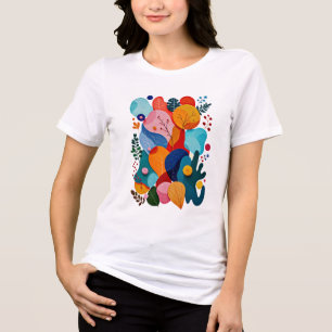 Colorful Boho Floral Abstract Felt Cutout Tri-Blend Shirt