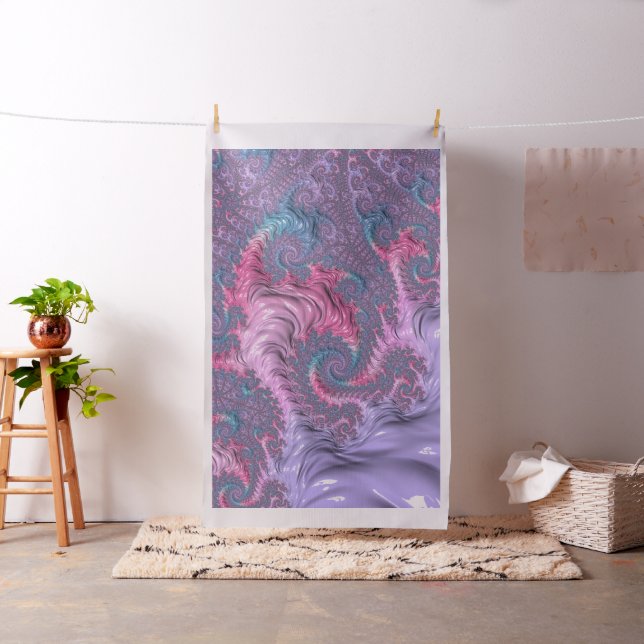 Colorful Boho Hippie Groovy Trippy Pastel Fractal Fabric (In Situ)