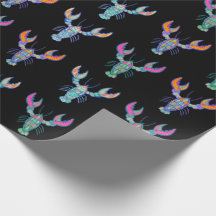 Colorful Boho Lobsters Pattern Black