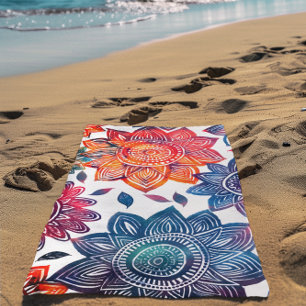 Colorful Boho Mandala Beach Towel