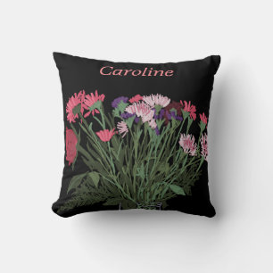 Colorful Boho Pretty Spring Flowers For Her Cushion
