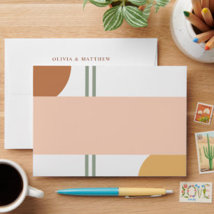 Colorful Boho Retro Arches Wedding Return Address Envelope