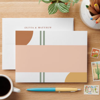 Colorful Boho Retro Arches Wedding Return Address Envelope