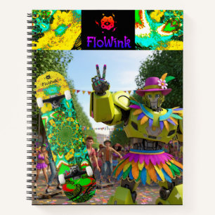 Colorful Boho Robot Notebook