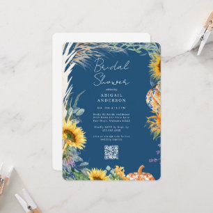 Colorful Boho Teal Pumpkin Fall Bridal Shower  Invitation