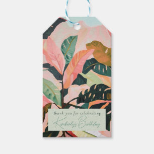 Colorful Boho Tropical Palm Birthday Thank You Gift Tags