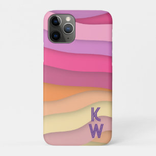 Colorful Boho Wavy Stripes Monogram two letter Case-Mate iPhone Case