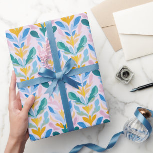 Colorful Bold Blue Pink Modern Shapes Pattern Wrapping Paper