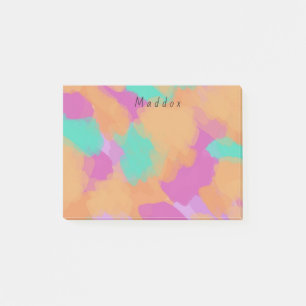 Colorful Bold Modern Artist Pattern + Custom Name Post-it Notes