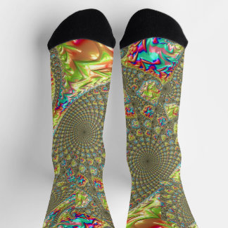 Colorful Bold Vibrant Groovy Trippy Fractal Spiral Socks