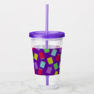 Colorful books with a purple background acrylic tumbler