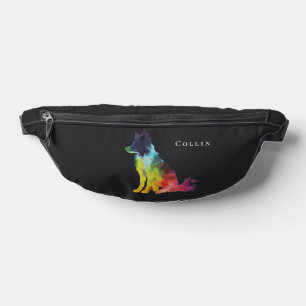 Colorful Border Collie   Dog   Custom Text & Name Bum Bags