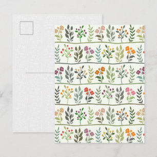 Colorful Botanic Rhapsody Floral Silhouette Postcard