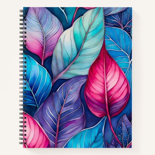 Colorful Botanical Art Spiral Notebook (Front)