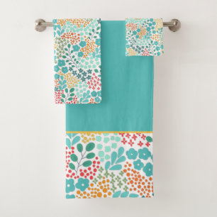 Colorful Botanical  Bath Towel Set