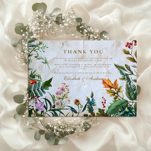Colorful Botanical Berry Wedding Thank You Card