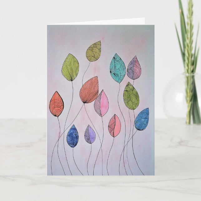 Colorful Botanical Leaves Card (Front)