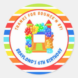 Colorful Bounce House Party Classic Round Sticker