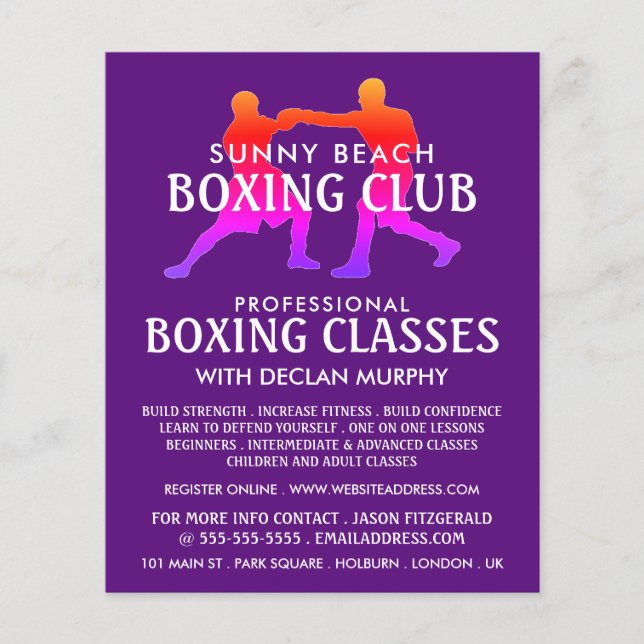 Colorful Boxing Match, Boxing Class Advert Flyer (Front)