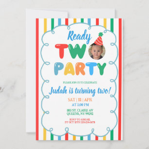Colorful Boy Ready TWO Party 2nd Birthday Invitation