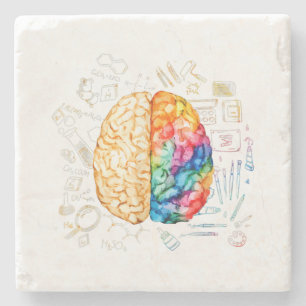 Colorful Brain - Science And Art - Neuroscience Ne Stone Coaster