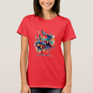 Colorful Breakdance Girl Art T-Shirt