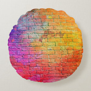 Colorful brick wall backgroundwall,color,backgroun round cushion