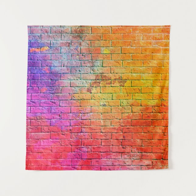 Colorful brick wall backgroundwall,color,backgroun tapestry (Front)