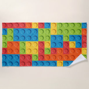 Colorful bricks kids pattern beach towel