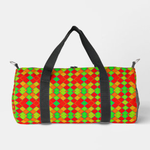 Colorful bright diamond shapes on duffle bag