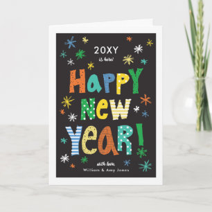 Colorful Bright Fun Happy New Year Holiday Card