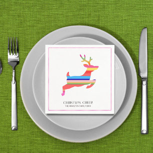 Colorful Bright Modern Christmas Reindeer Napkin