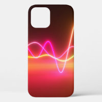 Colorful bright neon glowing graphic equalizer. Mu