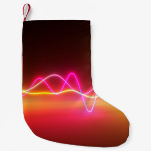 Colorful bright neon glowing graphic equalizer. Mu Small Christmas Stocking