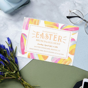 Colorful Bright Pastel Pink Easter Egg Hunt  Invit Invitation